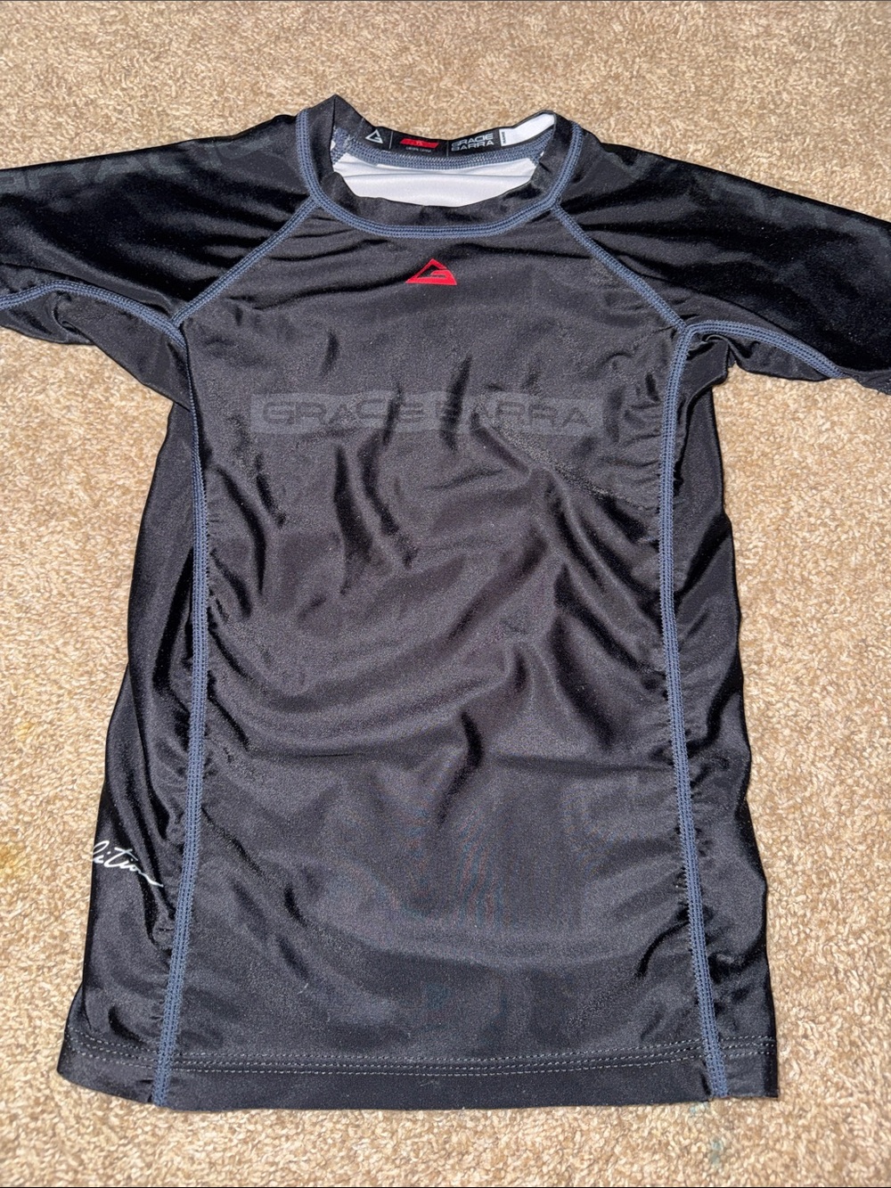 Kids Black Gracie Barra Short-Sleeve Rash Guard